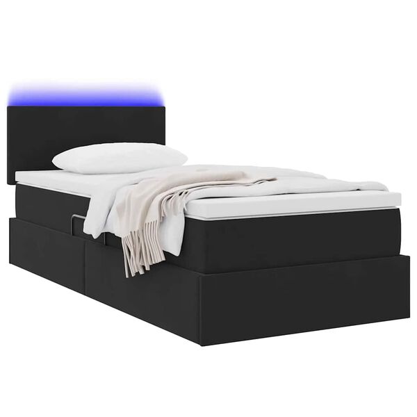 vidaXL Lit avec rangement et LED avec matelas Noir 90 x 200 cm Velours
