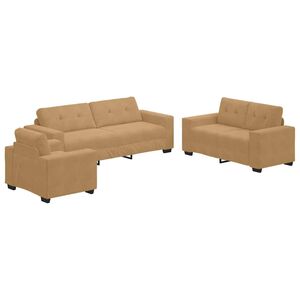vidaXL Ensemble de Canap&eacute;s 3 pcs Marron 221 x 80 x 80 cm Velours
