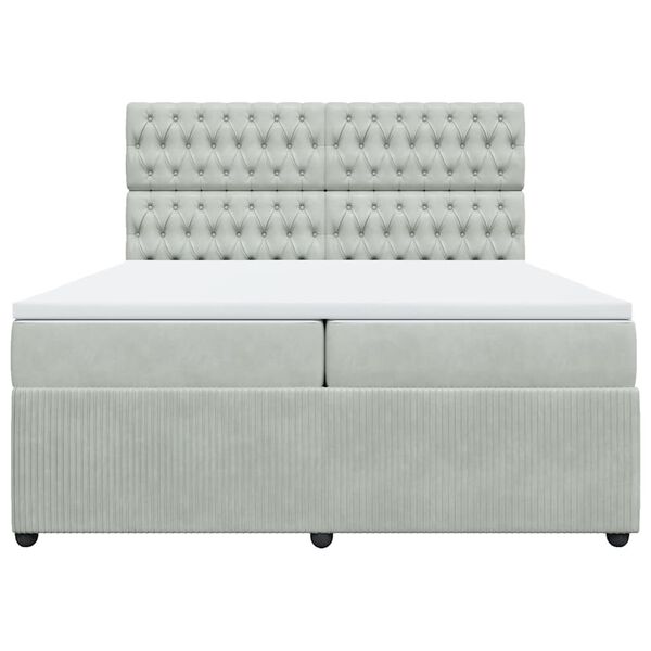 vidaXL Sommier &agrave; lattes de lit et matelas Gris clair 200x200cm Velours