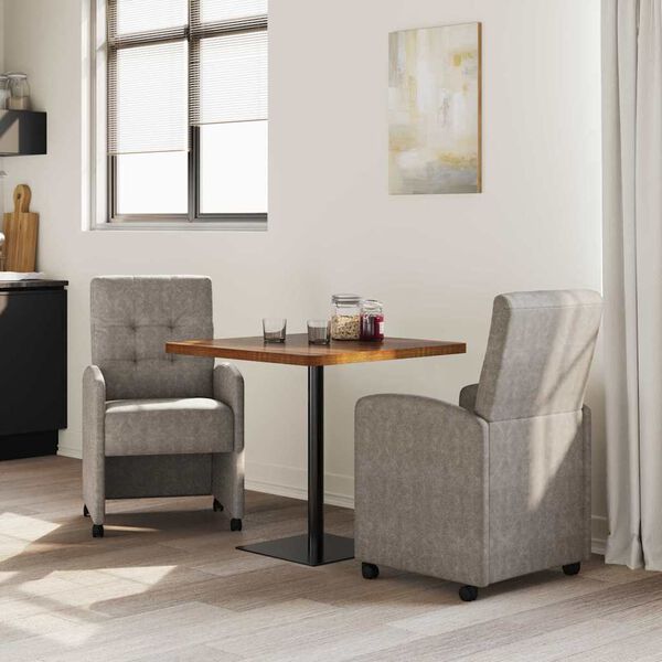 vidaXL Chaises de Salle &agrave; Manger avec Roues 2 pcs Gris 58 x 67 x 97 cm
