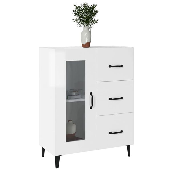 vidaXL Buffet Blanc brillant 69,5x34x90 cm Bois d'ing&eacute;nierie