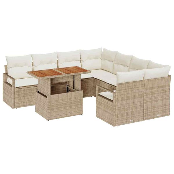 vidaXL Ensemble de salle &agrave; manger pour jardin 9 pcs Beige et cr&egrave;me
