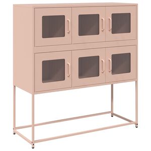 vidaXL Buffet rose 100,5x39x107 cm acier lamin&eacute; &agrave; froid