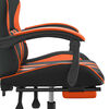 vidaXL Chaise de jeu pivotante repose-pied Noir et orange Similicuir