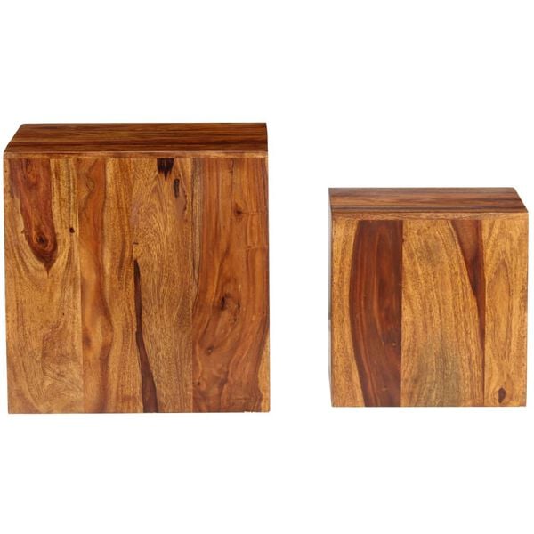 vidaXL Ensemble de table basse 2 pcs Bois massif 40x40x40 cm
