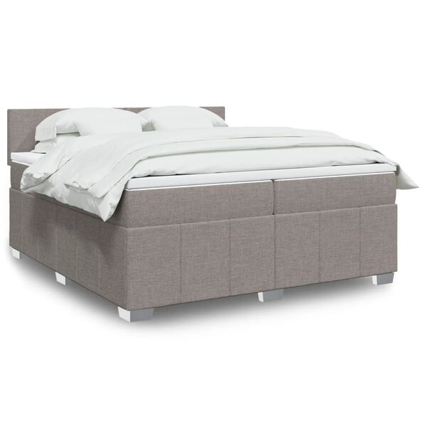 vidaXL Sommier &agrave; lattes de lit avec matelas Taupe 200x200 cm Tissu