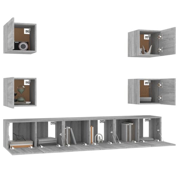 vidaXL Ensemble de meubles TV 7 pcs Sonoma gris Bois d'ing&eacute;nierie