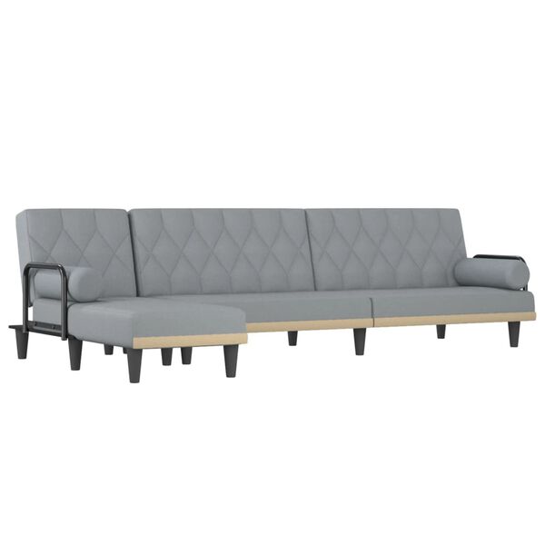 vidaXL Canap&eacute;-lit en forme de L gris clair 260x140x70 cm tissu