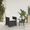 vidaXL Chaise inclinable de jardin avec coussins noir r&eacute;sine tress&eacute;e