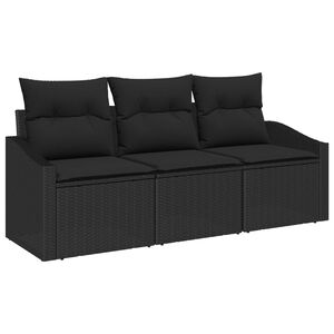 vidaXL Ensemble de Canap&eacute;s avec coussin 3 pcs Noir polyrotin