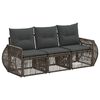 vidaXL Ensemble de canap&eacute; de jardin 3 pc Gris et Gris fonc&eacute; polyrotin
