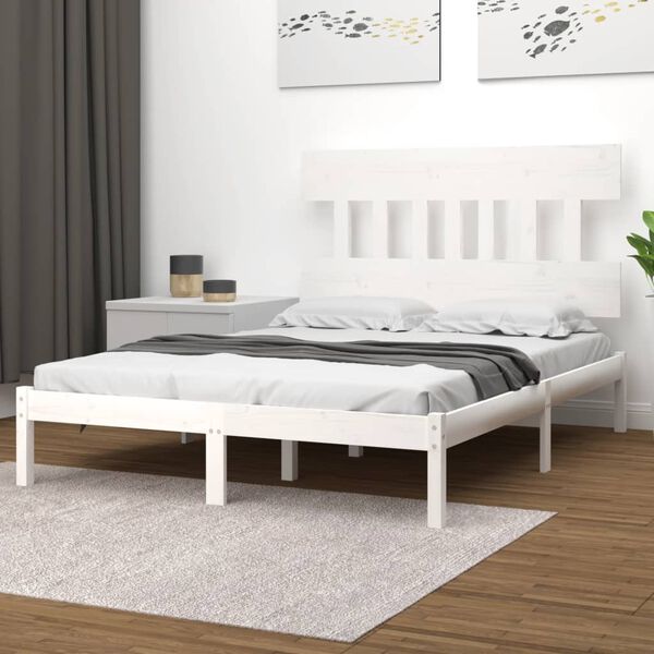 vidaXL Cadre de lit sans matelas blanc 160x200 cm bois massif