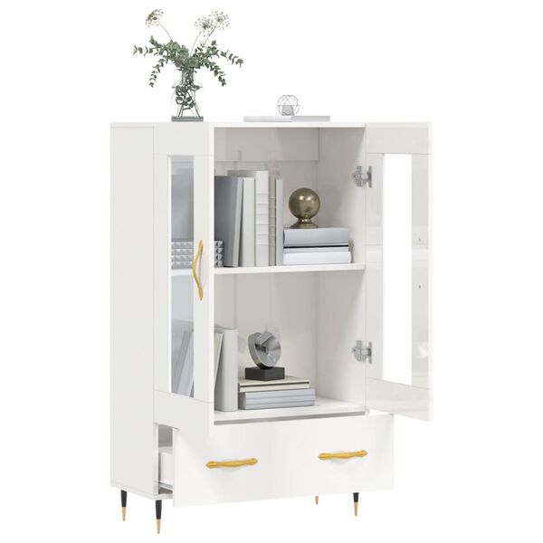 vidaXL Buffet haut blanc brillant 69,5x31x115 cm bois d'ing&eacute;nierie