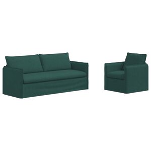 vidaXL Ensemble de Canap&eacute;s 2 pc Vert fonc&eacute; Tissu
