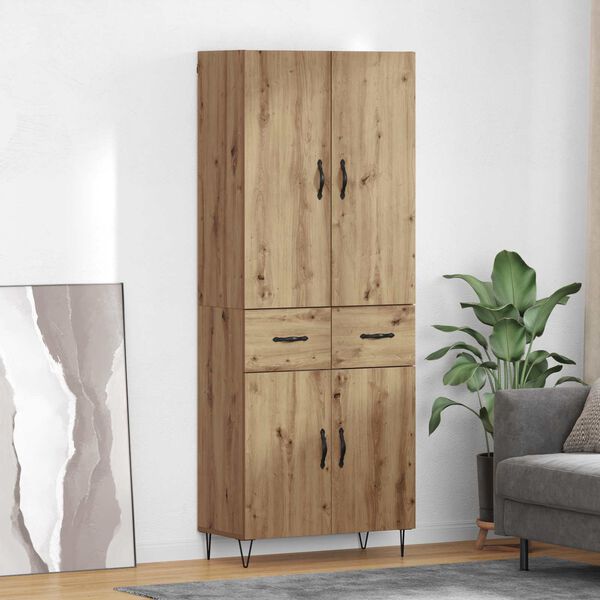 vidaXL Haut Armoire 2 pcs Ch&ecirc;ne artisanal Bois d'ing&eacute;nierie et verre