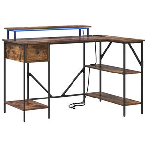 vidaXL Bureau Ch&ecirc;ne fum&eacute; 120 x 79 x 86,5 cm Bois d'ing&eacute;nierie
