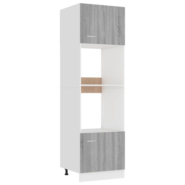 vidaXL Meuble micro-ondes "Lyon" Gris Sonoma 60 x 57 x 207 cm Bois d'ingénierie