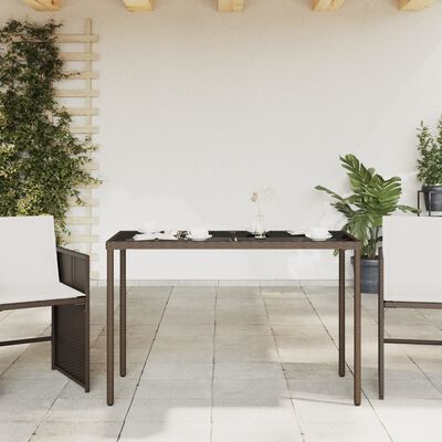 vidaXL Table de jardin dessus en verre marron 115x54x74 cm poly rotin
