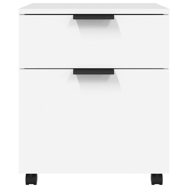 vidaXL Classeur mobile avec roues Blanc 45x38x54 cm Bois d'ing&eacute;nierie