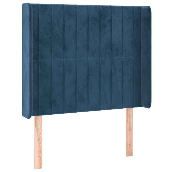 vidaXL Tête de lit à LED Bleu foncé 103x16x118/128 cm Velours