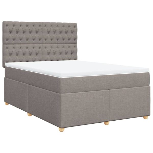 vidaXL Sommier &agrave; lattes de lit avec matelas Taupe 140x190 cm Tissu