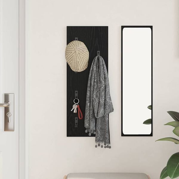 vidaXL Porte-manteau mural Montage mural Chêne noir 30 x 1,5 x 80 cm