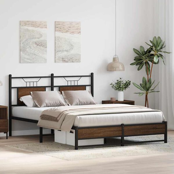 vidaXL Cadre de lit sans matelas ch&ecirc;ne marron 137x190 cm