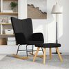 vidaXL Chaise &agrave; bascule avec tabouret Noir Tissu