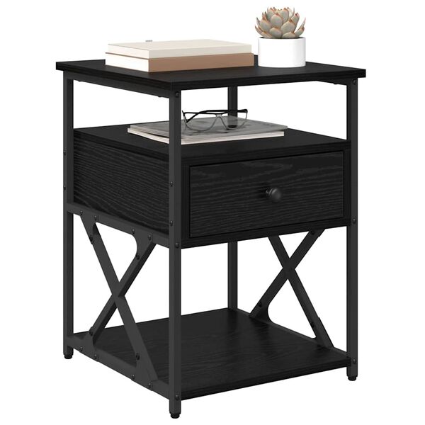 vidaXL Cabinet de chevet Ch&ecirc;ne noir 40 x 42 x 55 cm Bois d'ing&eacute;nierie