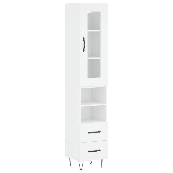 vidaXL Buffet haut Blanc 34,5x34x180 cm Bois d'ing&eacute;nierie