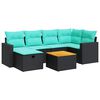 vidaXL Salon de jardin 7 pcs avec coussins noir r&eacute;sine tress&eacute;e