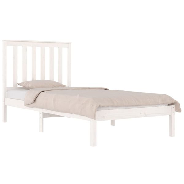 vidaXL Cadre de lit sans matelas blanc bois massif