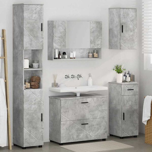 vidaXL Ensemble de mobilier de salle de bain 5 pcs Gris b&eacute;ton