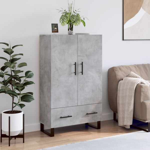 vidaXL Buffet haut gris b&eacute;ton 69,5x31x115 cm bois d'ing&eacute;nierie