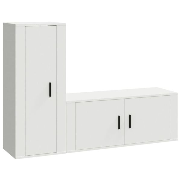 vidaXL Ensemble de meubles TV 2 pcs Blanc Bois d'ing&eacute;nierie