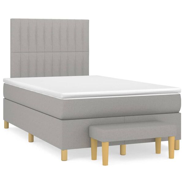 vidaXL Sommier &agrave; lattes de lit avec matelas Gris clair 120x200cm Tissu