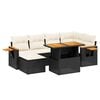 vidaXL Salon de jardin 7 pcs avec coussins noir r&eacute;sine tress&eacute;e