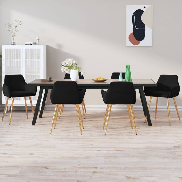 vidaXL Chaises &agrave; manger lot de 6 noir velours