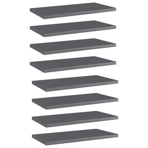 vidaXL Panneaux biblioth&egrave;que 8pcs Gris brillant 40x20x1,5cm Agglom&eacute;r&eacute;