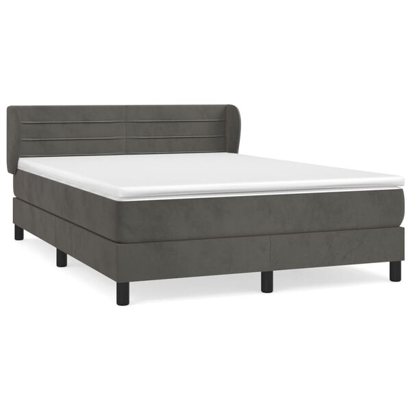vidaXL Sommier &agrave; lattes de lit et matelas Gris fonc&eacute; 140x190cm Velours