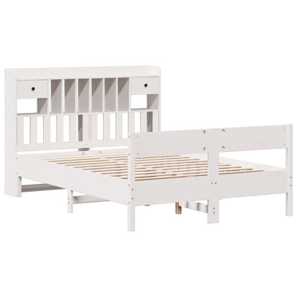 vidaXL Lit biblioth&egrave;que sans matelas blanc 140x200 cm bois pin massif
