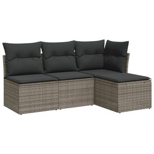 vidaXL Salon de jardin 4 pcs avec coussins gris r&eacute;sine tress&eacute;e