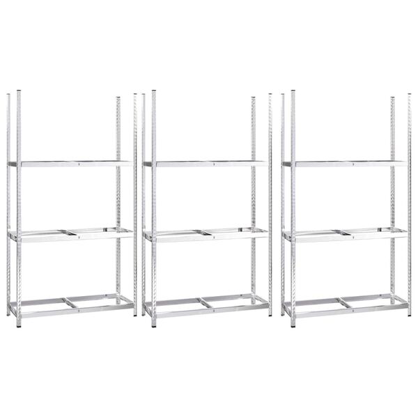 vidaXL Porte-pneus &agrave; 3 niveaux 3 pcs Argent&eacute; 110x40x200 cm Acier