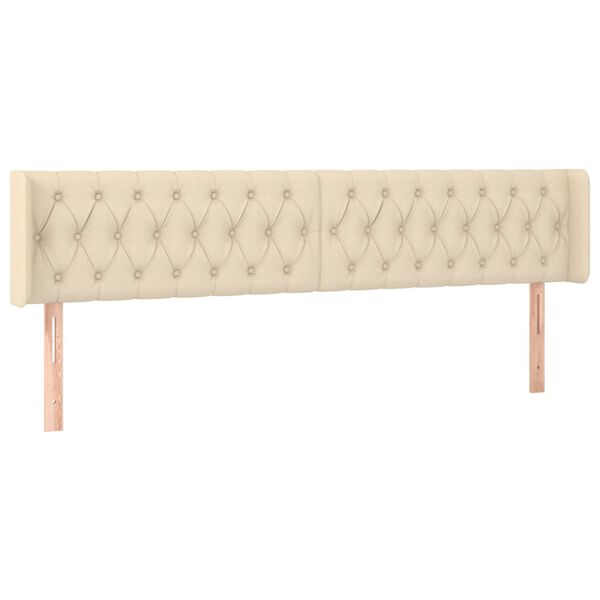 vidaXL T&ecirc;te de lit avec oreilles Cr&egrave;me 183x16x78/88 cm Tissu