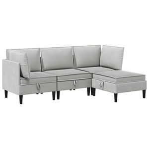 vidaXL Ensemble de meubles pour le salon 4 pc Gris clair Tissu