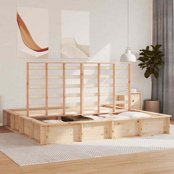 vidaXL Cadre de lit Marron 180 x 200 cm Bois de pin massif