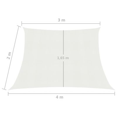vidaXL Voile d'ombrage 160 g/m² Blanc 3/4x2 m PEHD