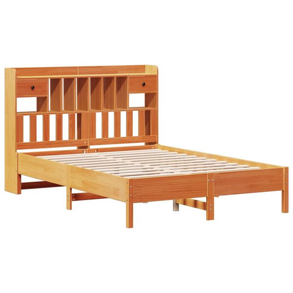 vidaXL Lit biblioth&egrave;que sans matelas cire marron 135x190 cm pin massif