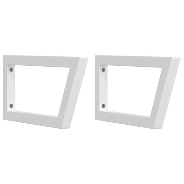 vidaXL Supports d'&eacute;tag&egrave;res pour lavabo 2 pcs blanc trap&egrave;ze acier