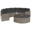 vidaXL Salon de jardin 3 pcs demi-rond gris résine tressée